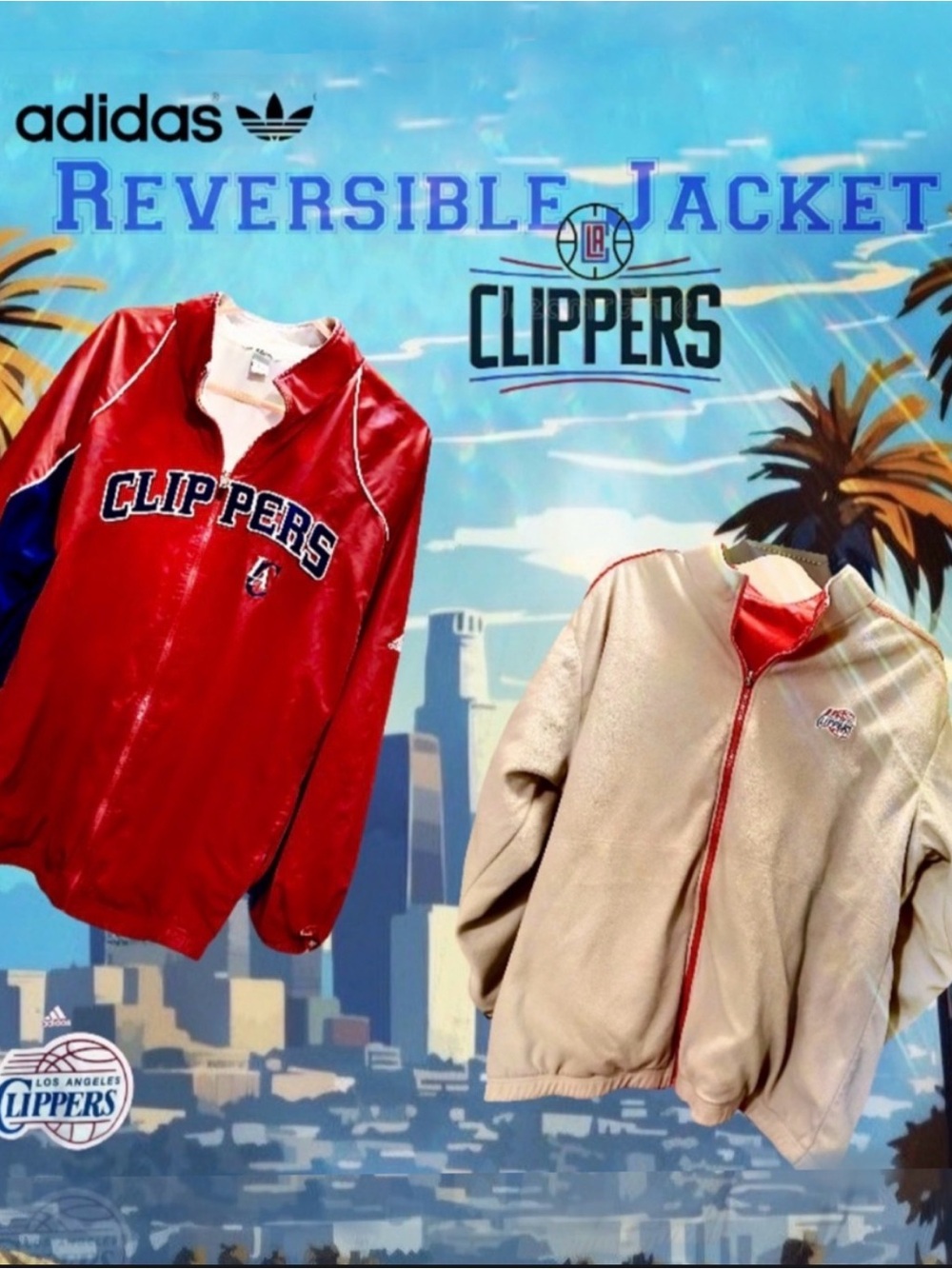 Adidas Clippers Reversible Jacket - Red and Cream